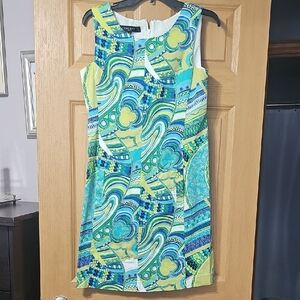 Nine West Blue Green Sleeveless Sheath Dress